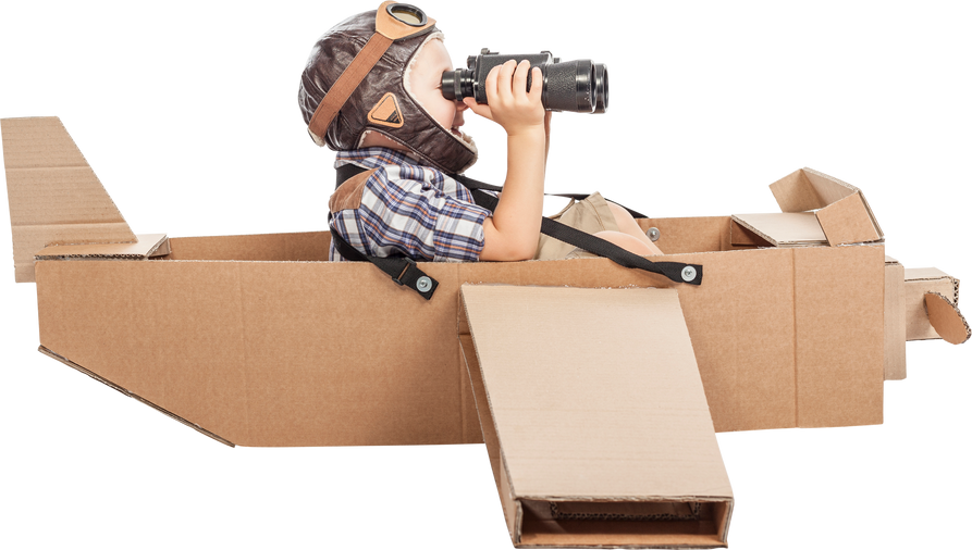 Boy in Cardboard Plane