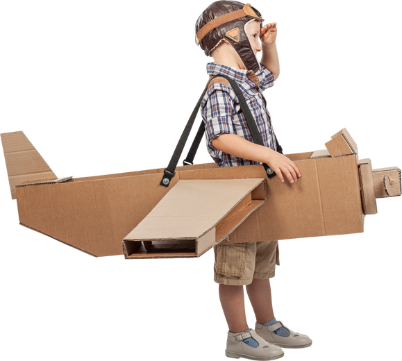 Boy in Cardboard Plane