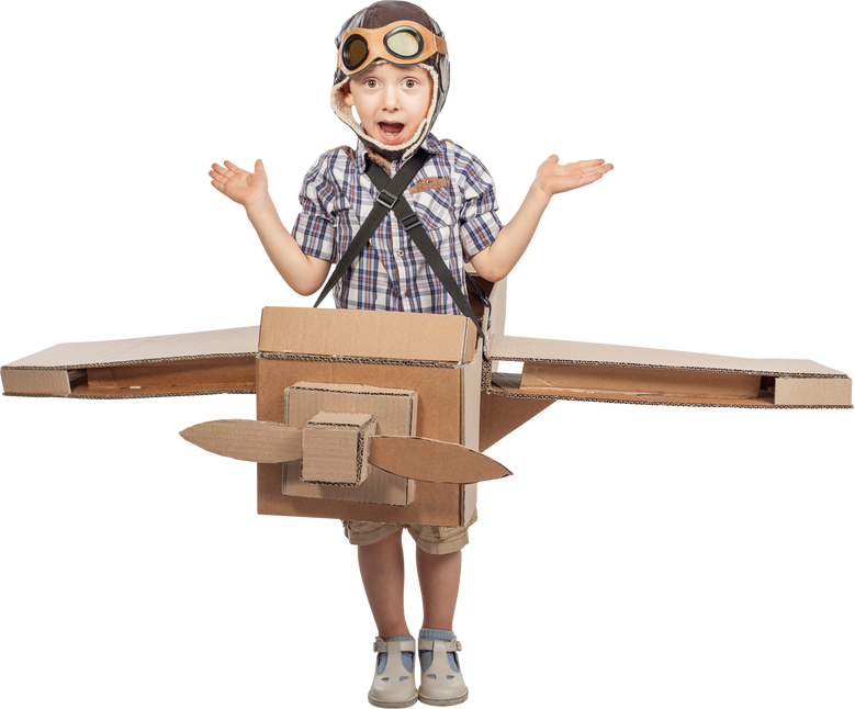 Boy in Cardboard Plane