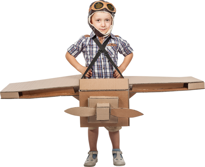 Boy in Cardboard Costume